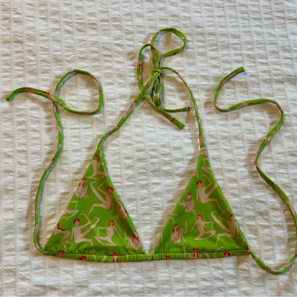 NWT Charlie Marie Swim Bikini Top Freaky Green XS